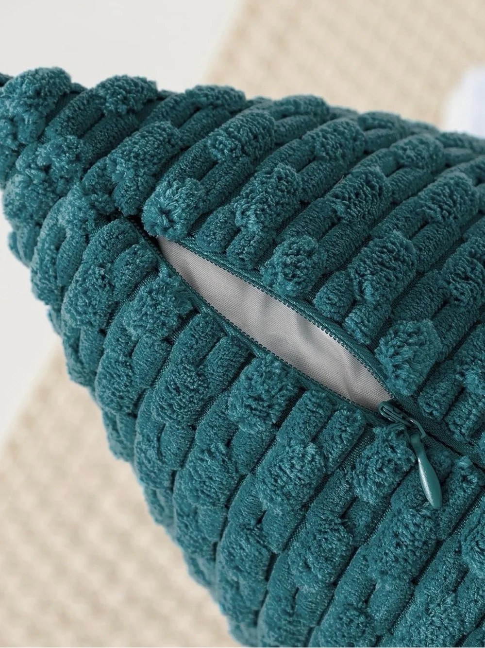 Textured Teal Knit Throw Pillow Cover Pair